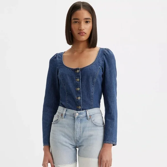 Levi’s denim corset long sleeve blouse (Updated sizes) - Picture 2 of 15